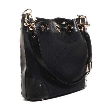 Gucci Monogram Drawstring Shoulder Bag Black 3 of 7