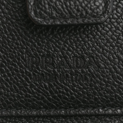 Prada Vitello Micro Grain Bi-Fold Tab Wallet Black Mercurio 6 of 11