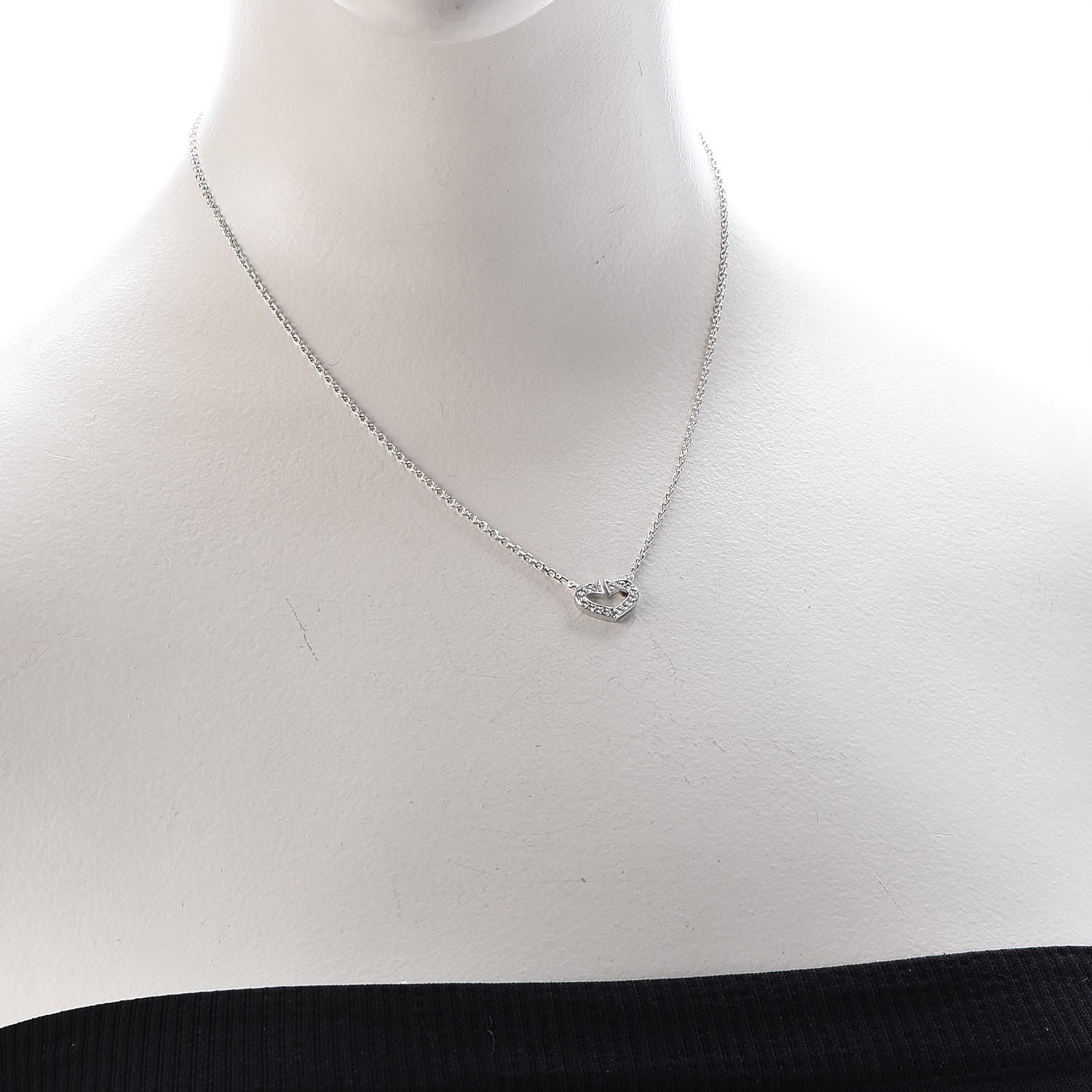 Cartier 18K White Gold Diamond Small Hearts and Symbols Pendant Necklace 2 of 8