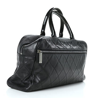 Chanel Calfskin Patent Quilted Bowler Black 3 of 11