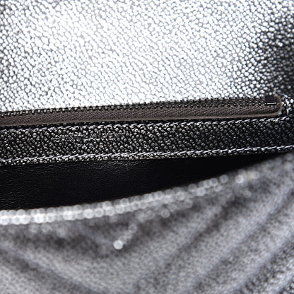 Saint Laurent Metallic Grain De Poudre Matelasse Chevron Monogram Medium College Bag Gunmetal 7 of 11