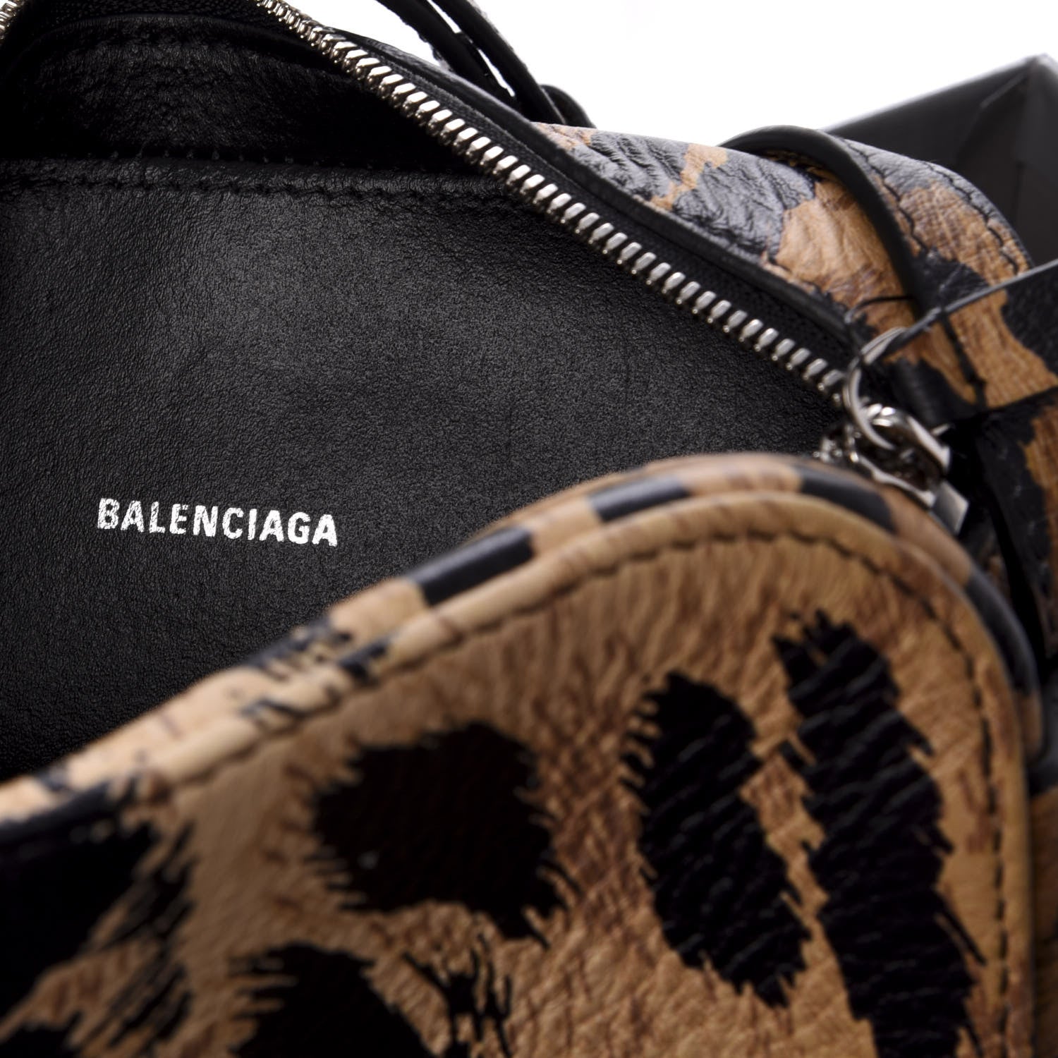 Balenciaga Calfskin Printed Leopard XS Everyday Camera Bag Beige White 6 of 10
