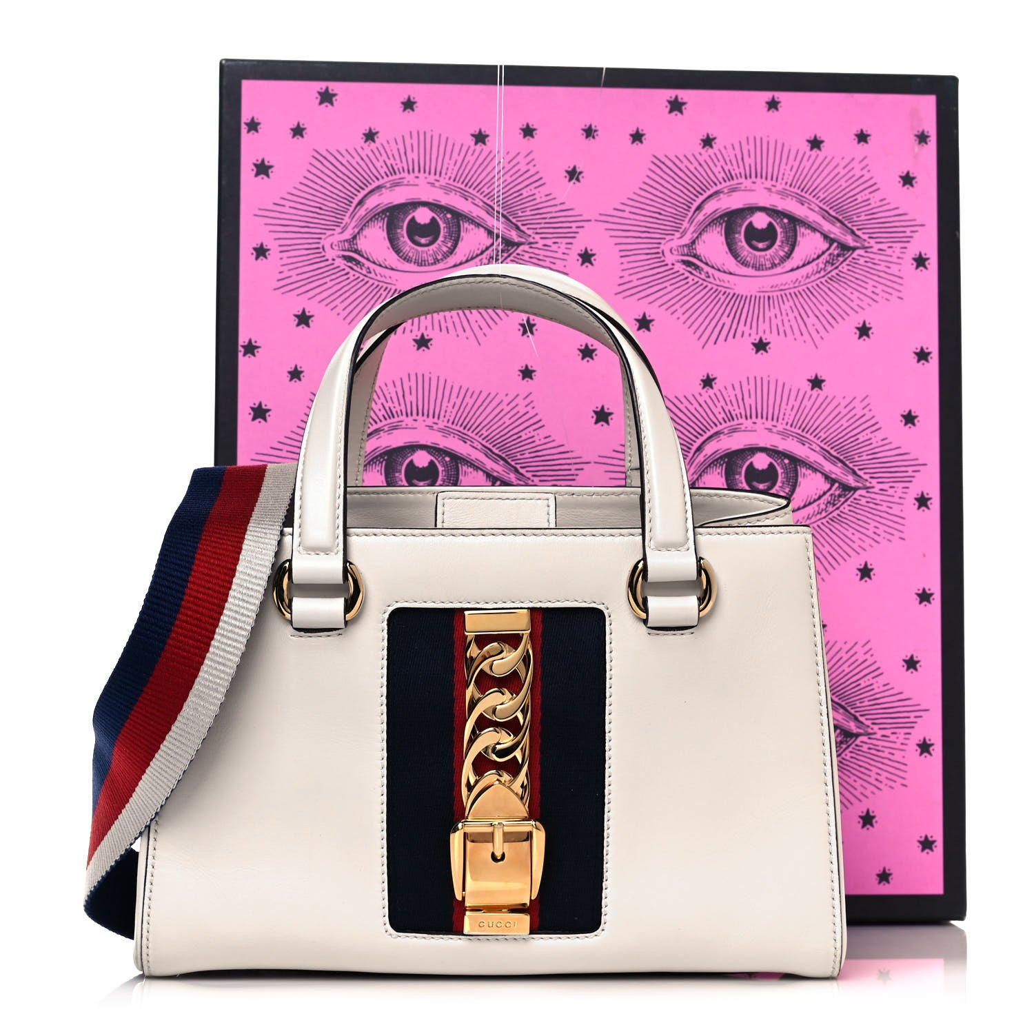 Gucci Calfskin Medium Sylvie Top Handle Tote White 14 of 14