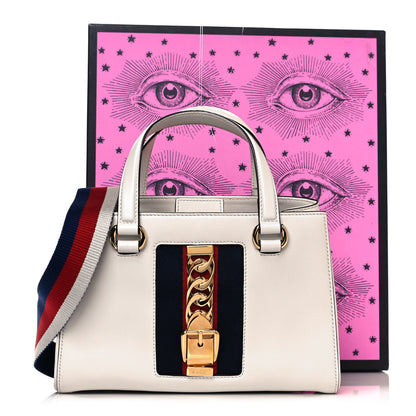 Gucci Calfskin Medium Sylvie Top Handle Tote White 14 of 14