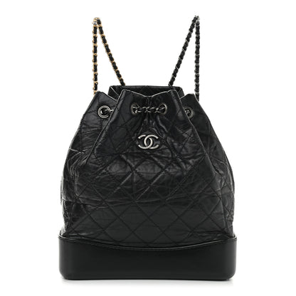 Chanel Aged Calfskin Quilted Gabrielle Backpack Black 1 of 11