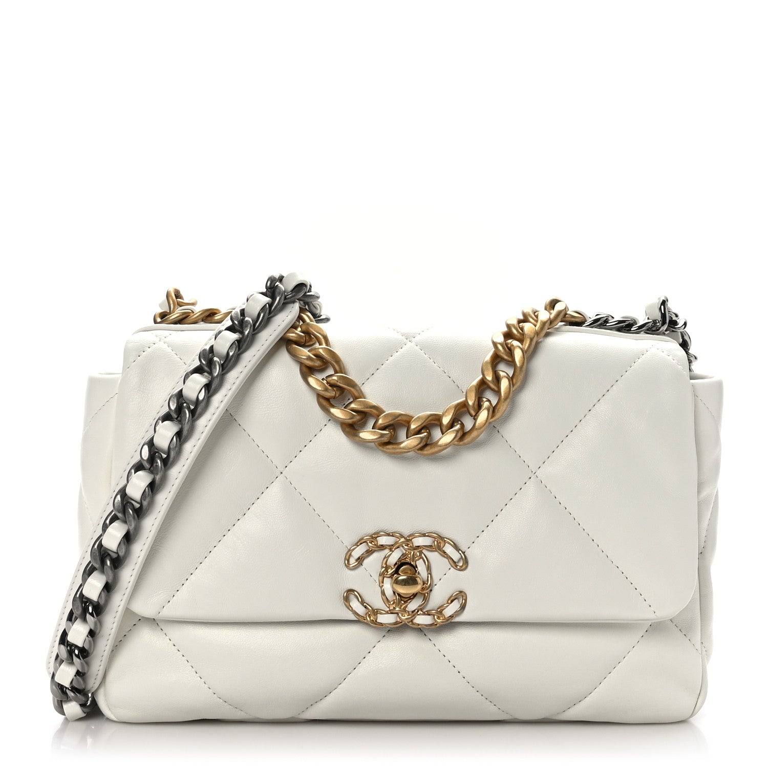 Chanel Lambskin Quilted Medium Chanel 19 Flap White 1 of 9
