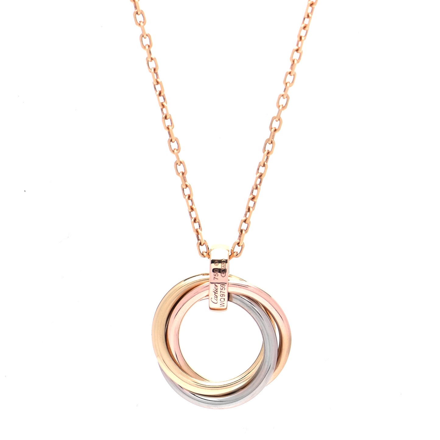 18K Pink White Yellow Gold Diamond Trinity Pendant Necklace