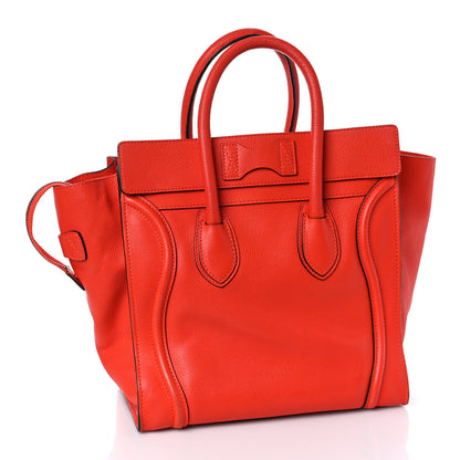 Celine Drummed Calfskin Mini Luggage Vermillion 2 of 9