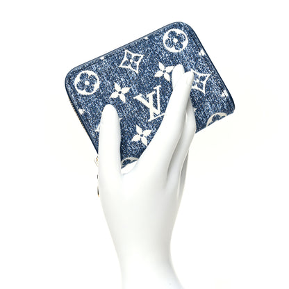 Louis Vuitton Denim Monogram Jacquard Zippy Coin Purse Bleu 2 of 8