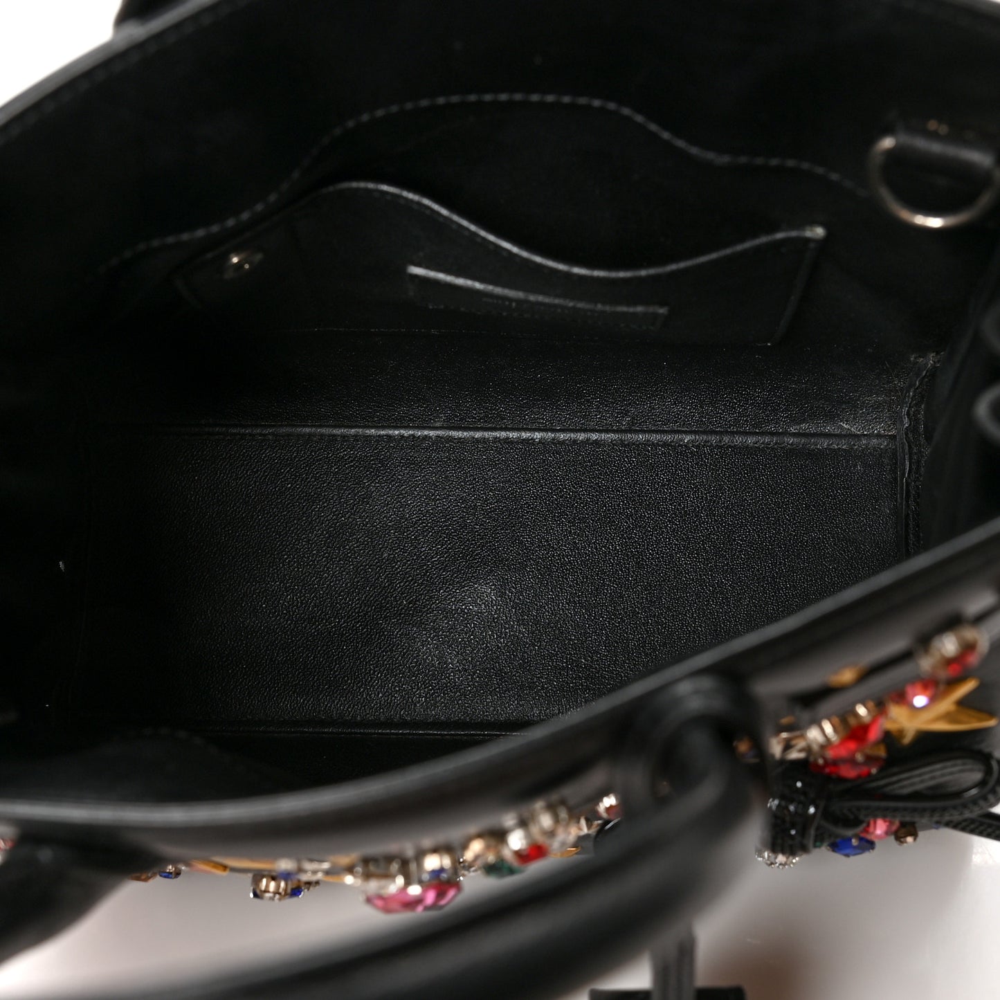 Calfskin Crystal Embellished Nano Sac de Jour Black