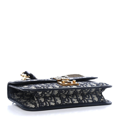 Christian Dior Oblique DiorAddict Flap Bag Navy Blue 3 of 4