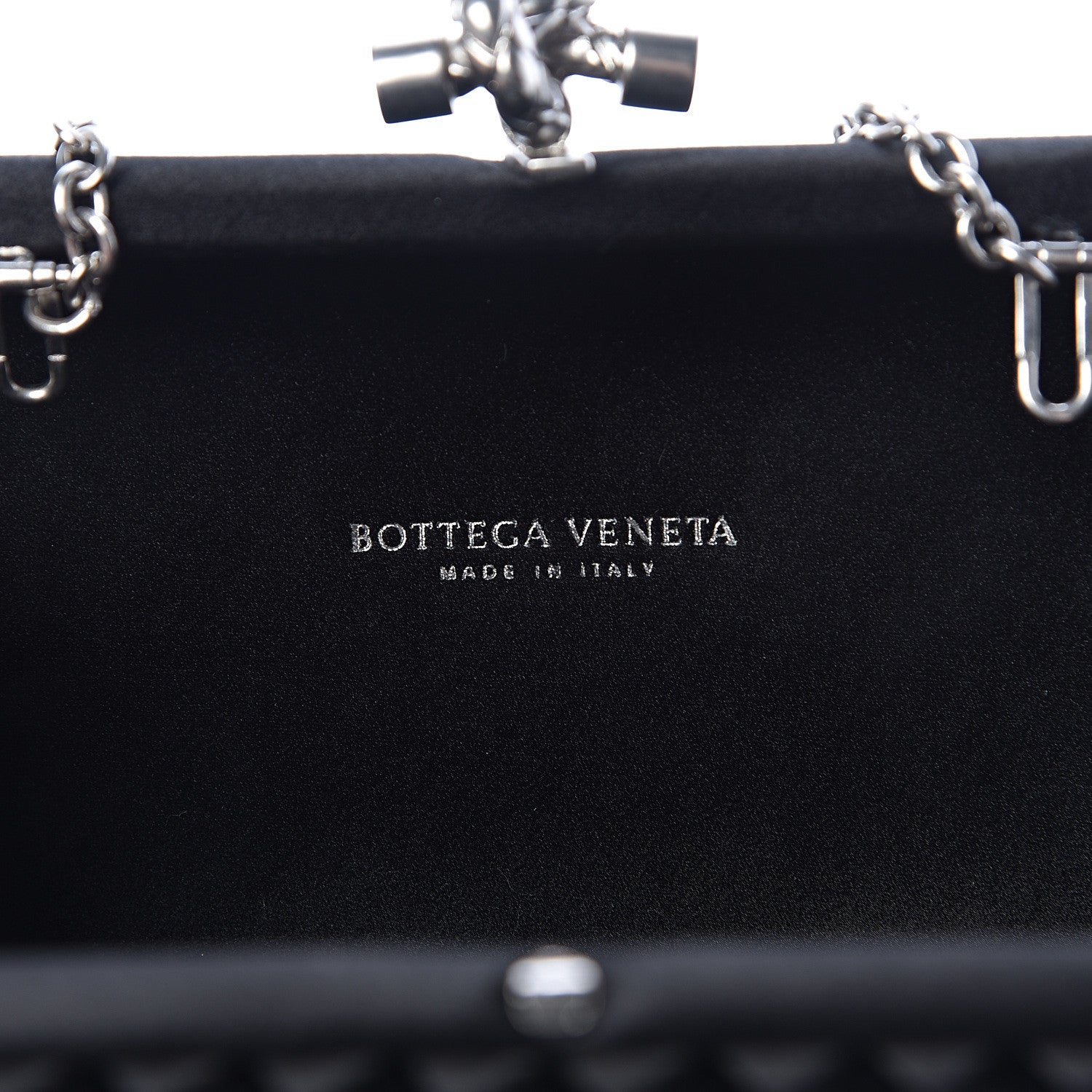 Bottega Veneta Satin Intreccio Impero Chain Knot Clutch Black 6 of 10