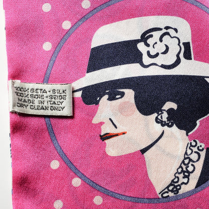 Chanel Silk Mademoiselle Portrait Scarf Pink Multi 5 of 5