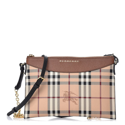 Burberry Haymarket Check Peyton Crossbody Clutch Bag Toffee 1 of 6