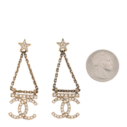 Chanel Crystal Star Drop CC Earrings Gold 2 of 4