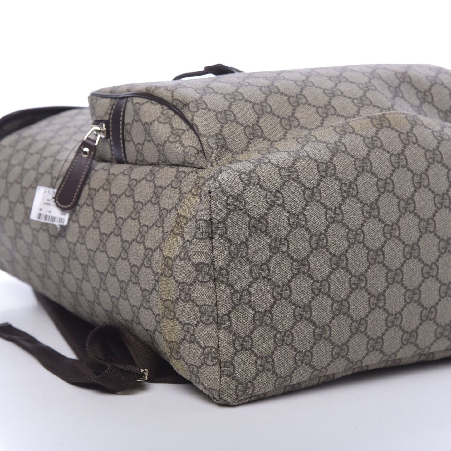 GG Supreme Monogram Medium Single Buckle Rucksack Backpack Beige Ebony Brown