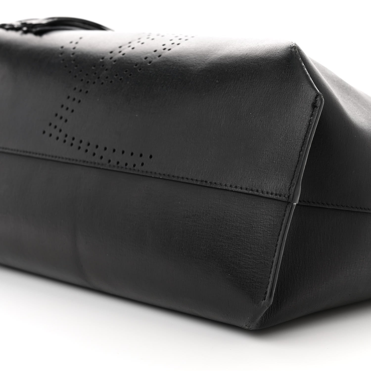 Saint Laurent Vintage Calfskin Perforated East West Shopping Tote Black 10 of 21