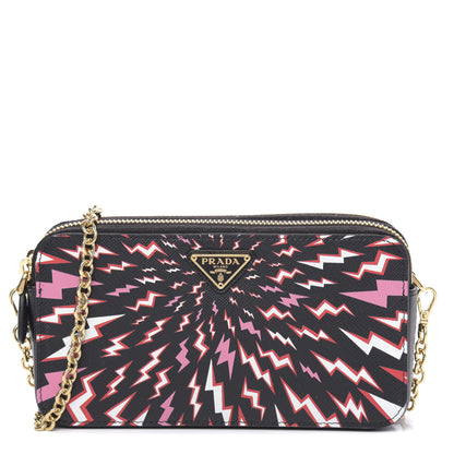Prada X UNIVERSAL STUDIOS Saffiano Thunder Frankenstein Mini Double Zip Chain Crossbody Bag Lacca 1 of 10