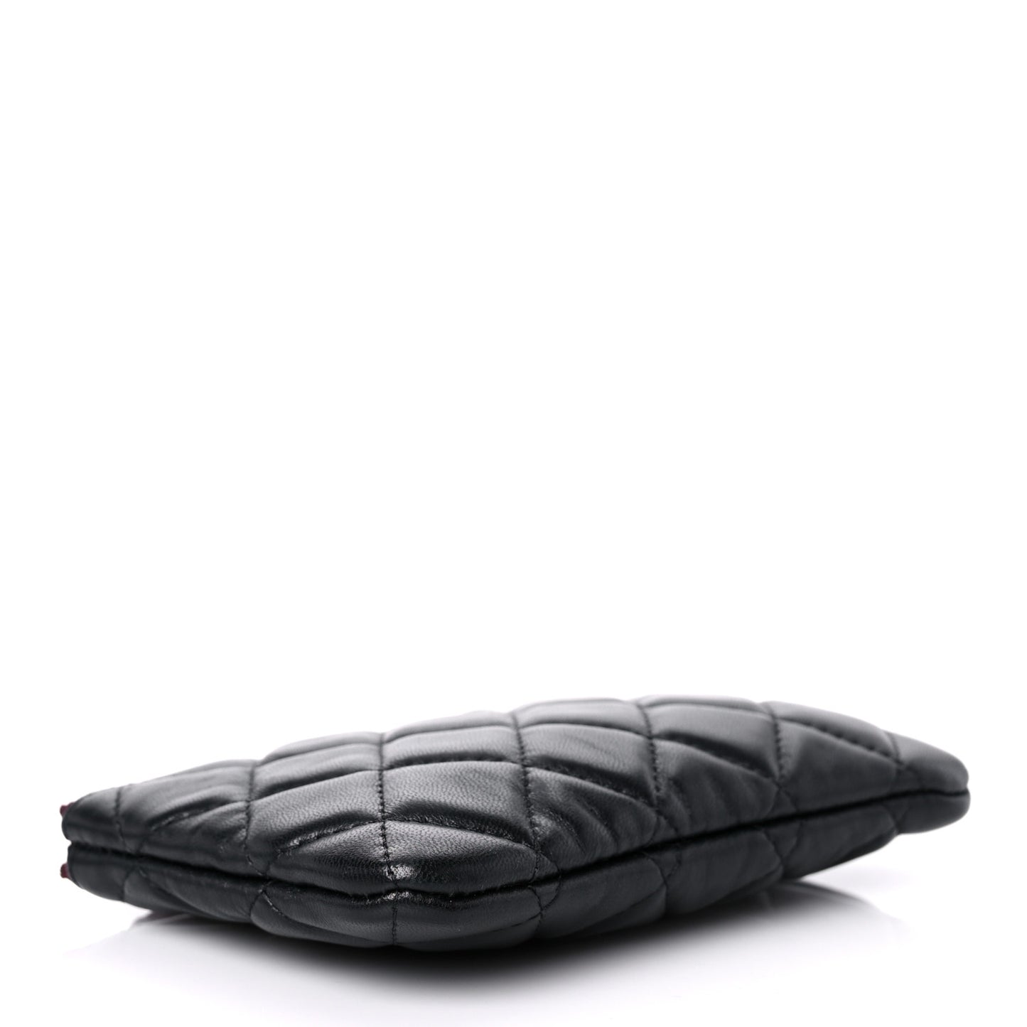 Lambskin Quilted Small Cosmetic Case Black