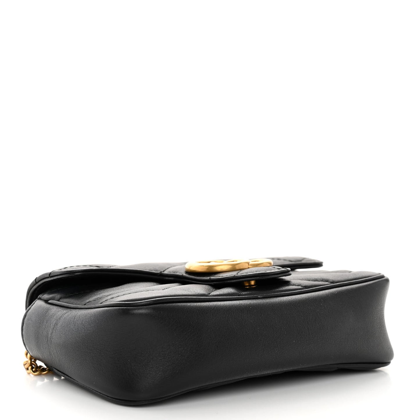 Calfskin Matelasse Super Mini GG Marmont Shoulder Bag Black