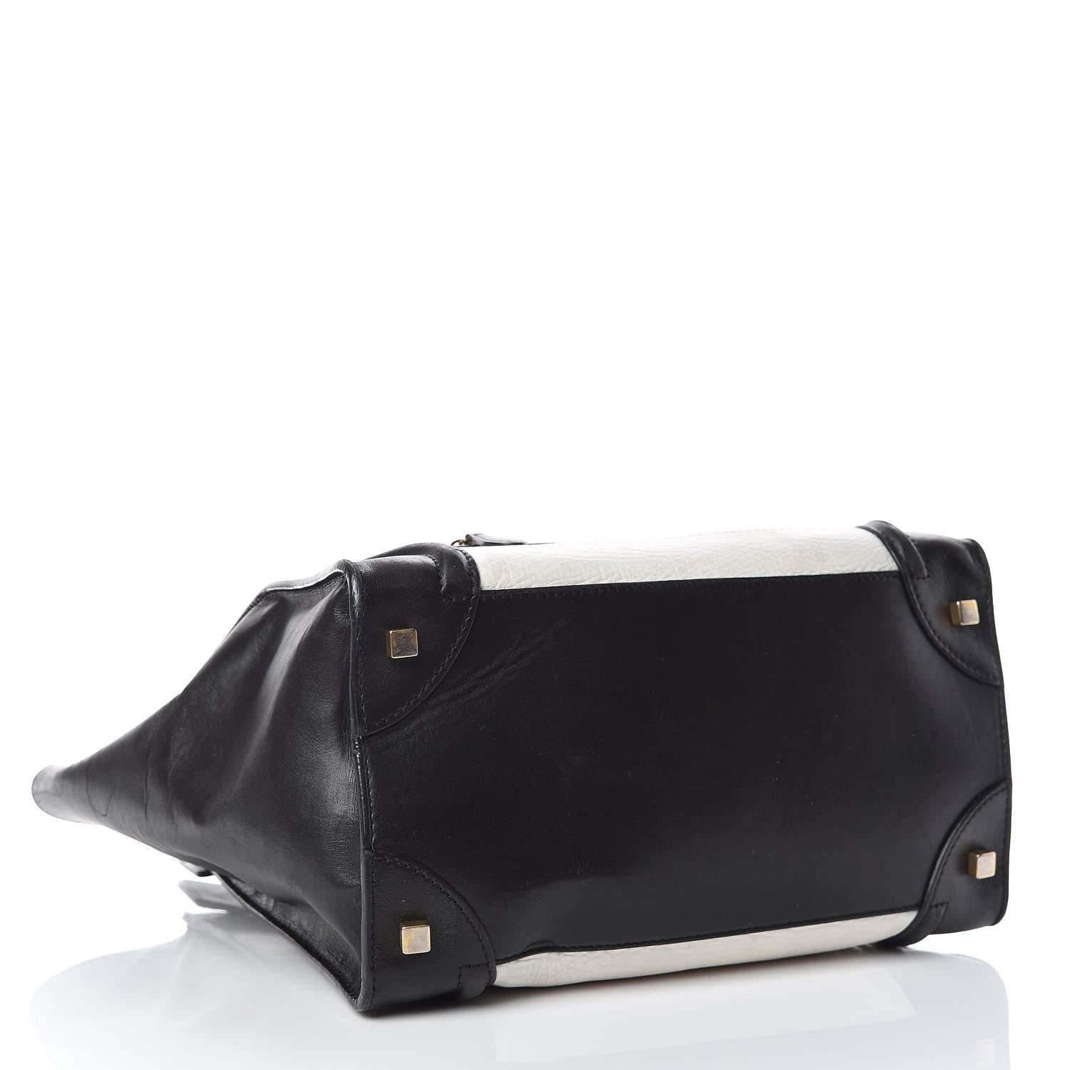 Celine Smooth Calfskin Shrunken Lambskin Mini Bi-Color Luggage Black White 4 of 31