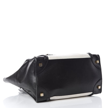 Celine Smooth Calfskin Shrunken Lambskin Mini Bi-Color Luggage Black White 4 of 31