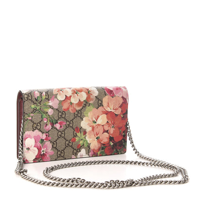 Gucci GG Supreme Monogram Blooms Chain Wallet Beige Multicolor Dry Rose 3 of 9