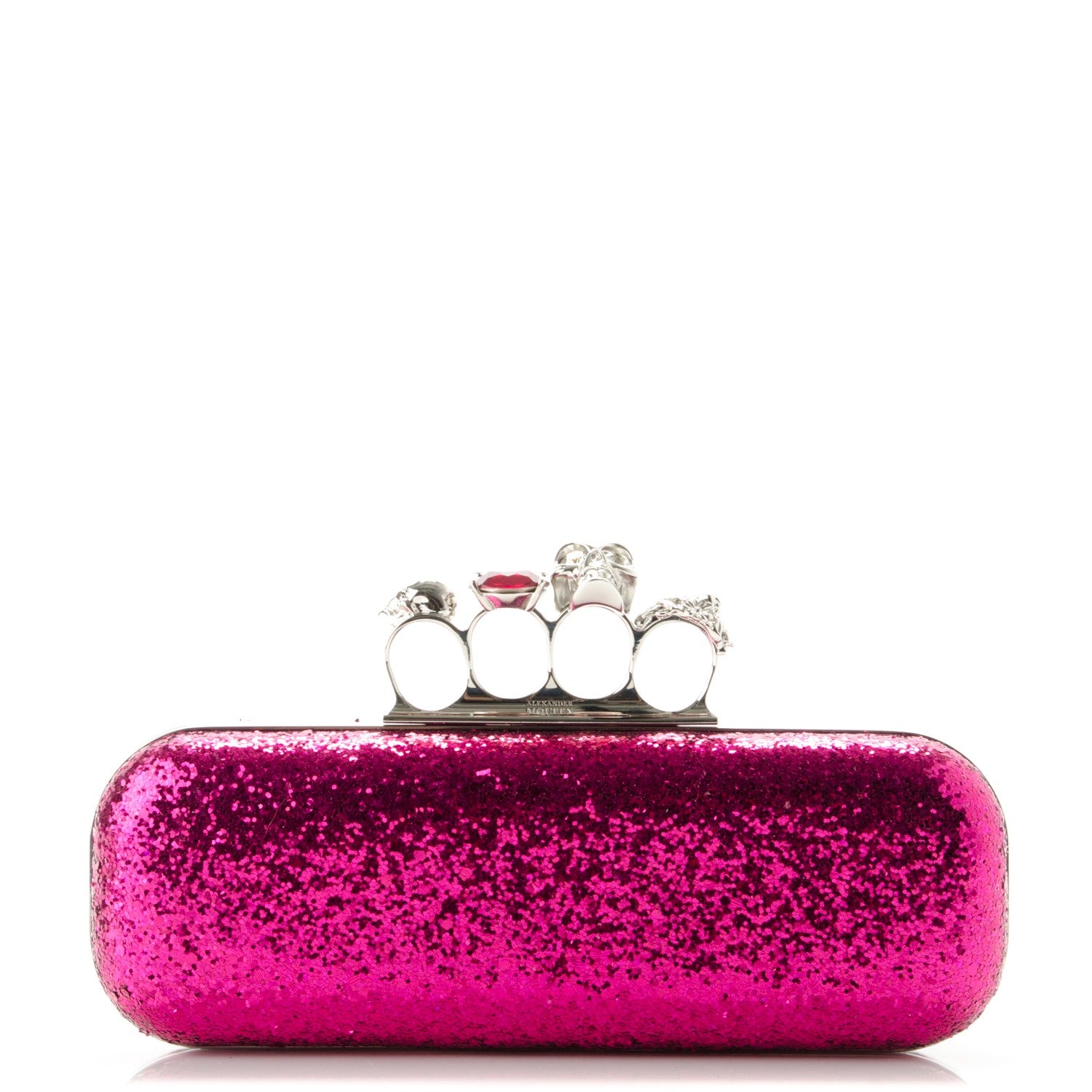 Alexander McQueen PVC Glitter Knuckle Box Clutch Pink 1 of 8
