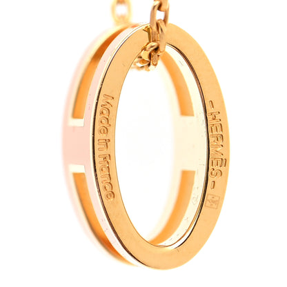 Hermes Lacquered Gold Pop H Pendant Necklace Orange 6 of 7