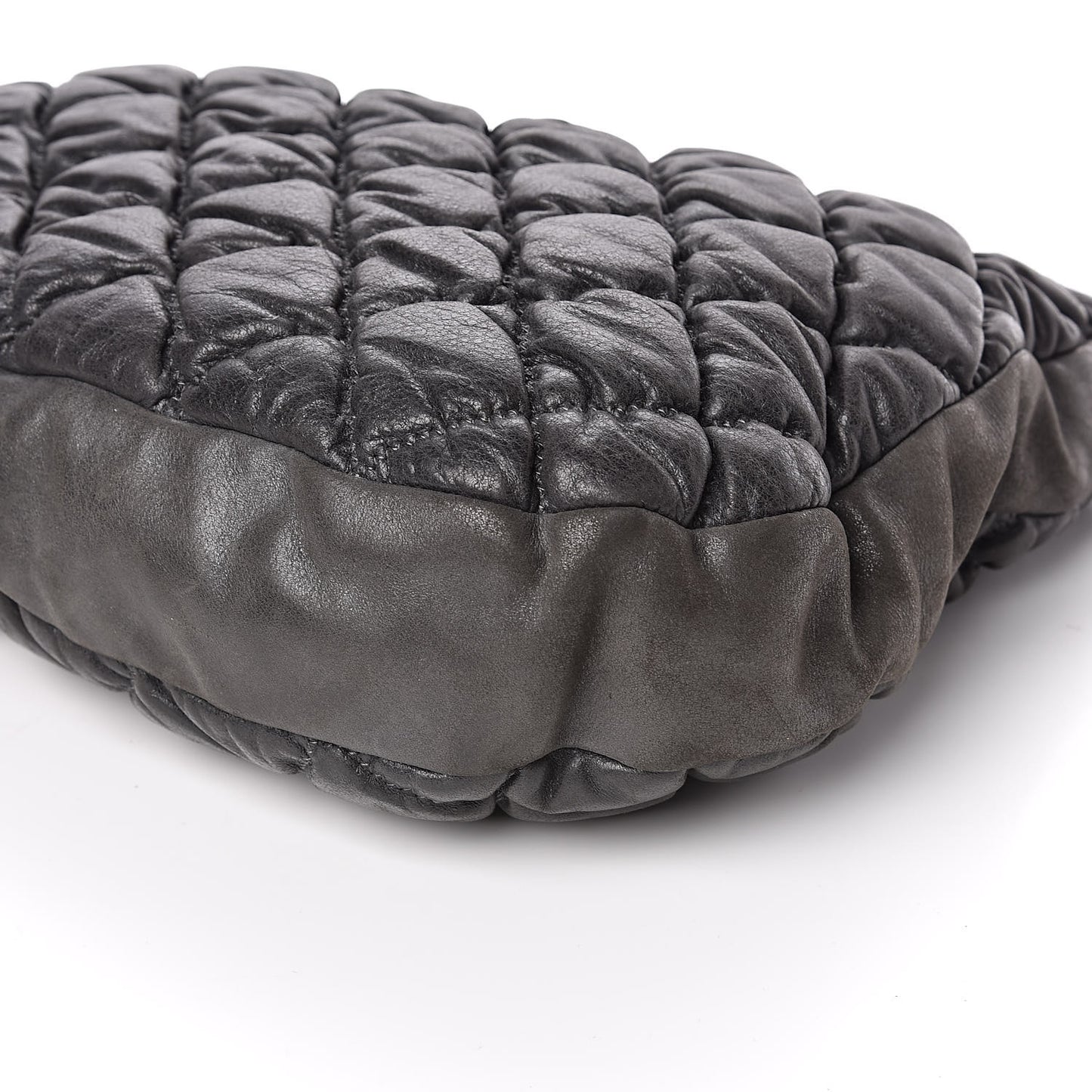 Iridescent Calfskin Bubble Quilt Hobo Grey