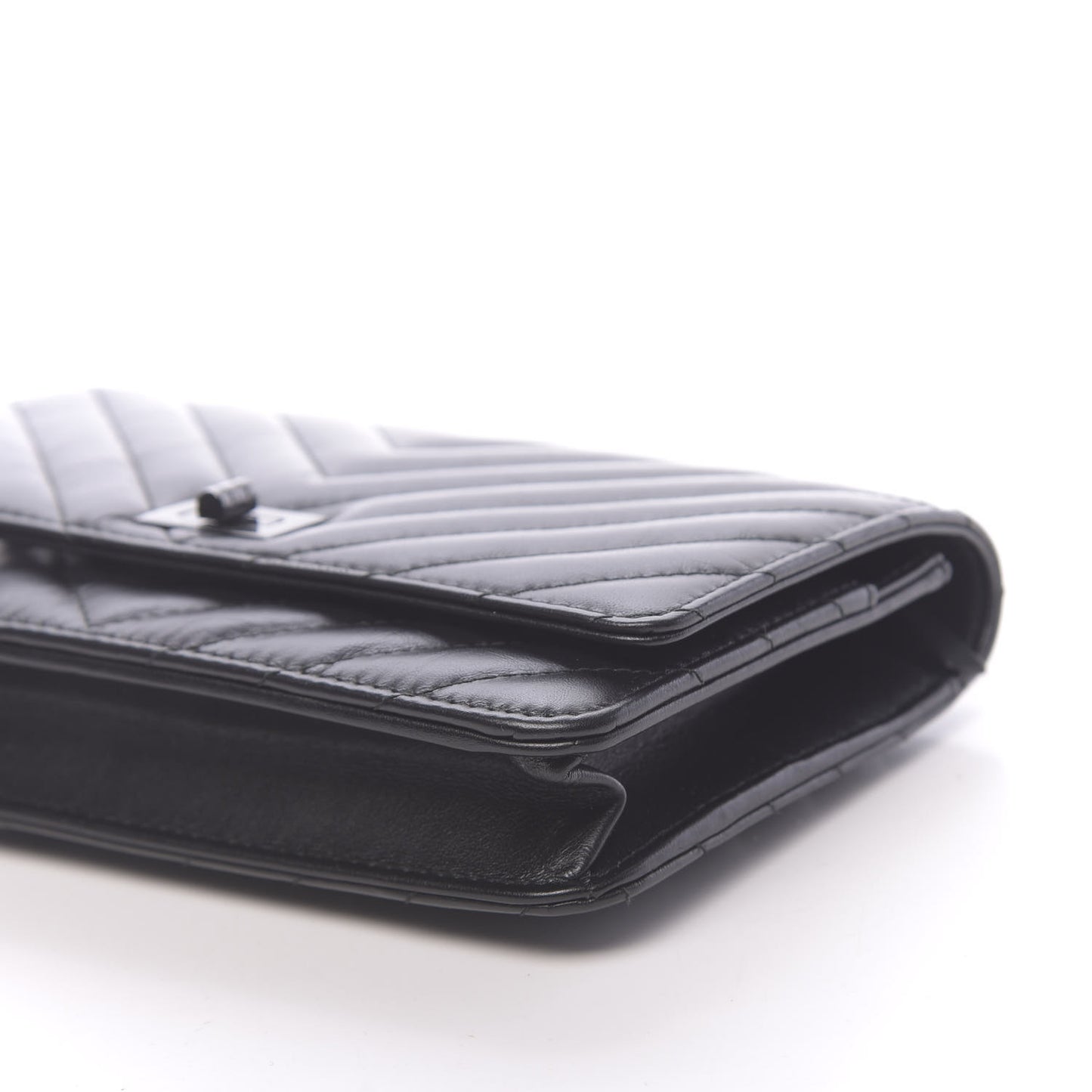 Aged Calfskin Chevron Quilted Reissue Wallet On Chain WOC So Black