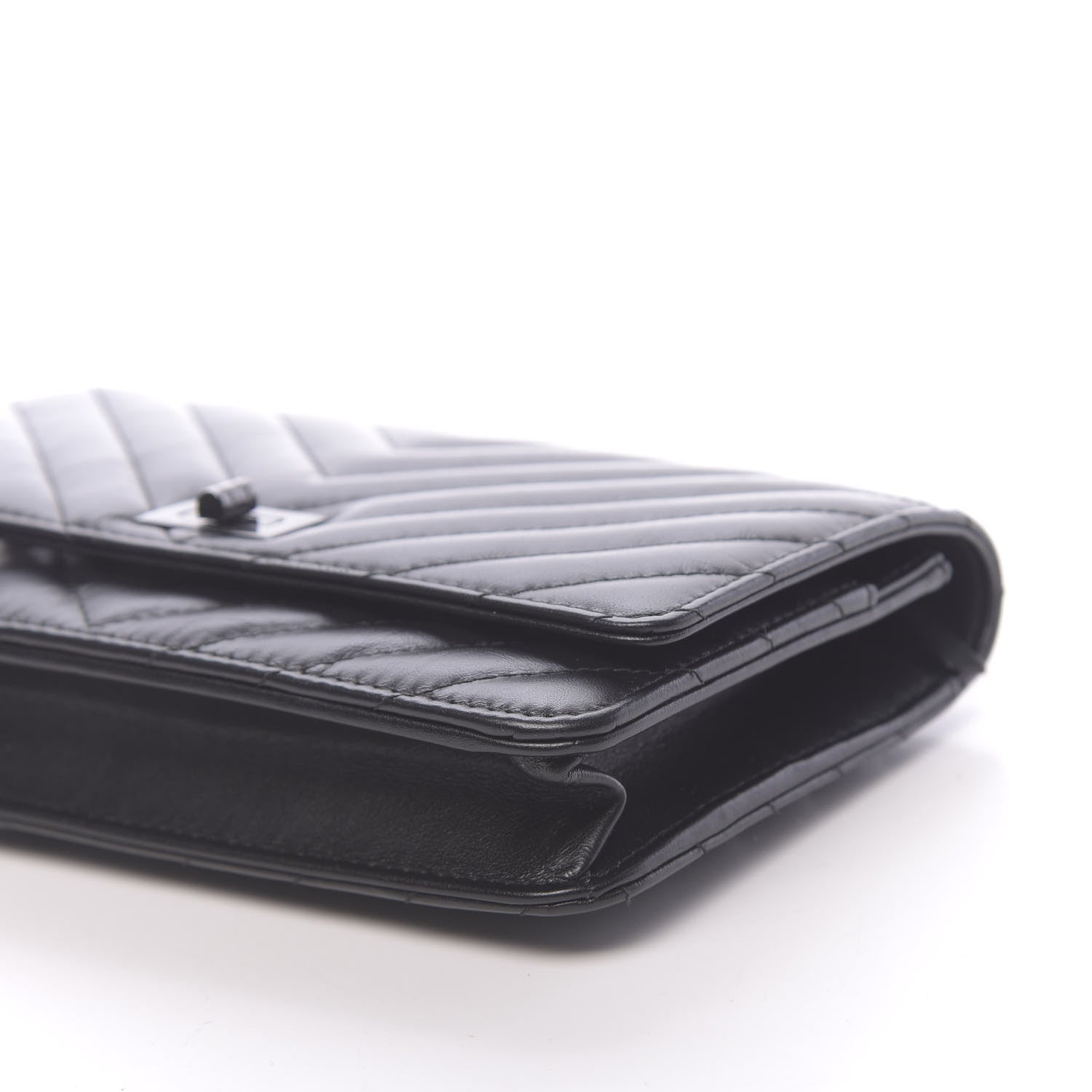 Chanel Aged Calfskin Chevron Quilted Reissue Wallet On Chain WOC So Black 10 of 11