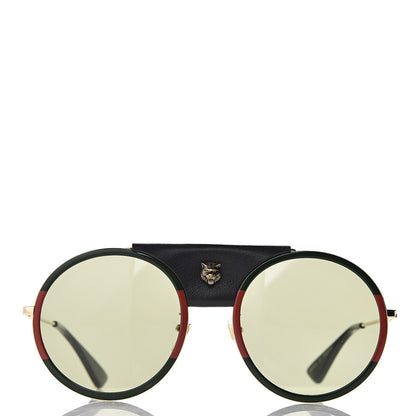 Gucci Round Frame Sunglasses GG0061S Gold Green 2 of 8