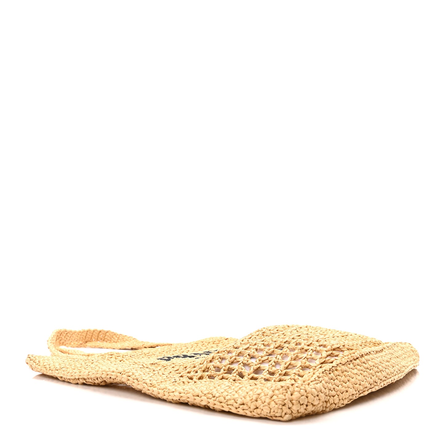 Yarn Raffia Effect Crochet Logo Embroidered Tote Bag Naturale