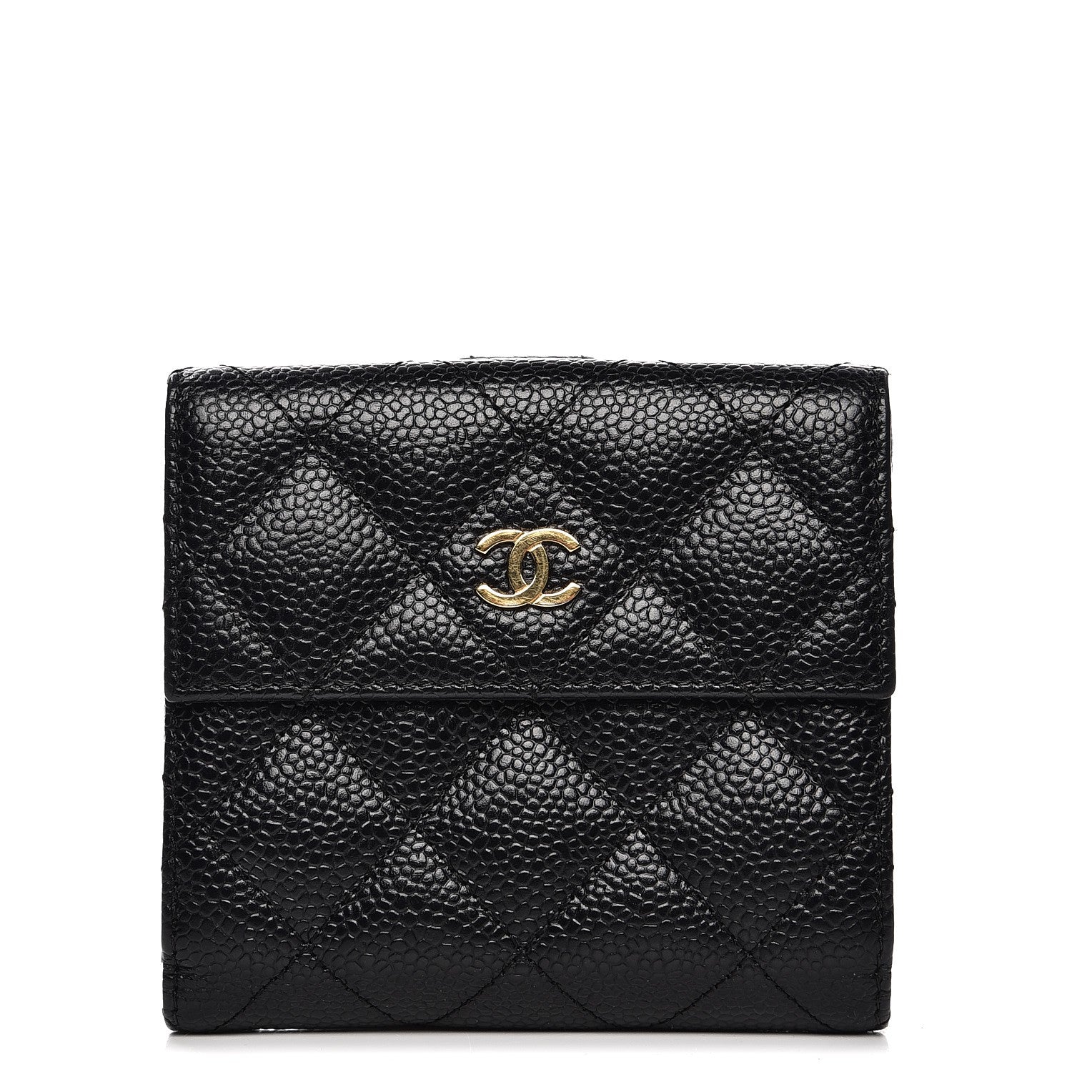 Chanel Caviar Quilted Compact French Flap Wallet Black 1 of 9