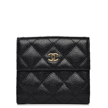 Chanel Caviar Quilted Compact French Flap Wallet Black 1 of 9