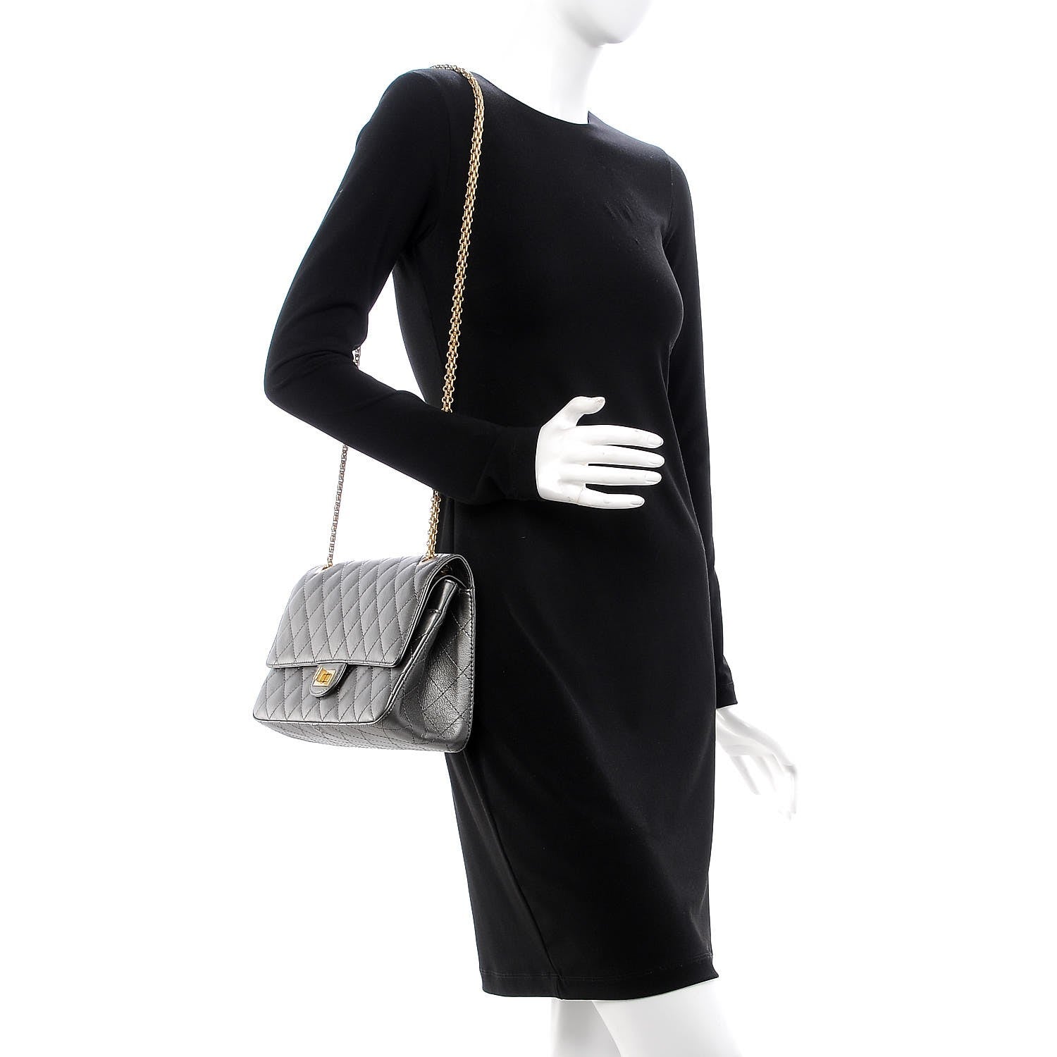Chanel Metallic Calfskin Quilted 2.55 Reissue 226 Flap Charcoal 2 of 16