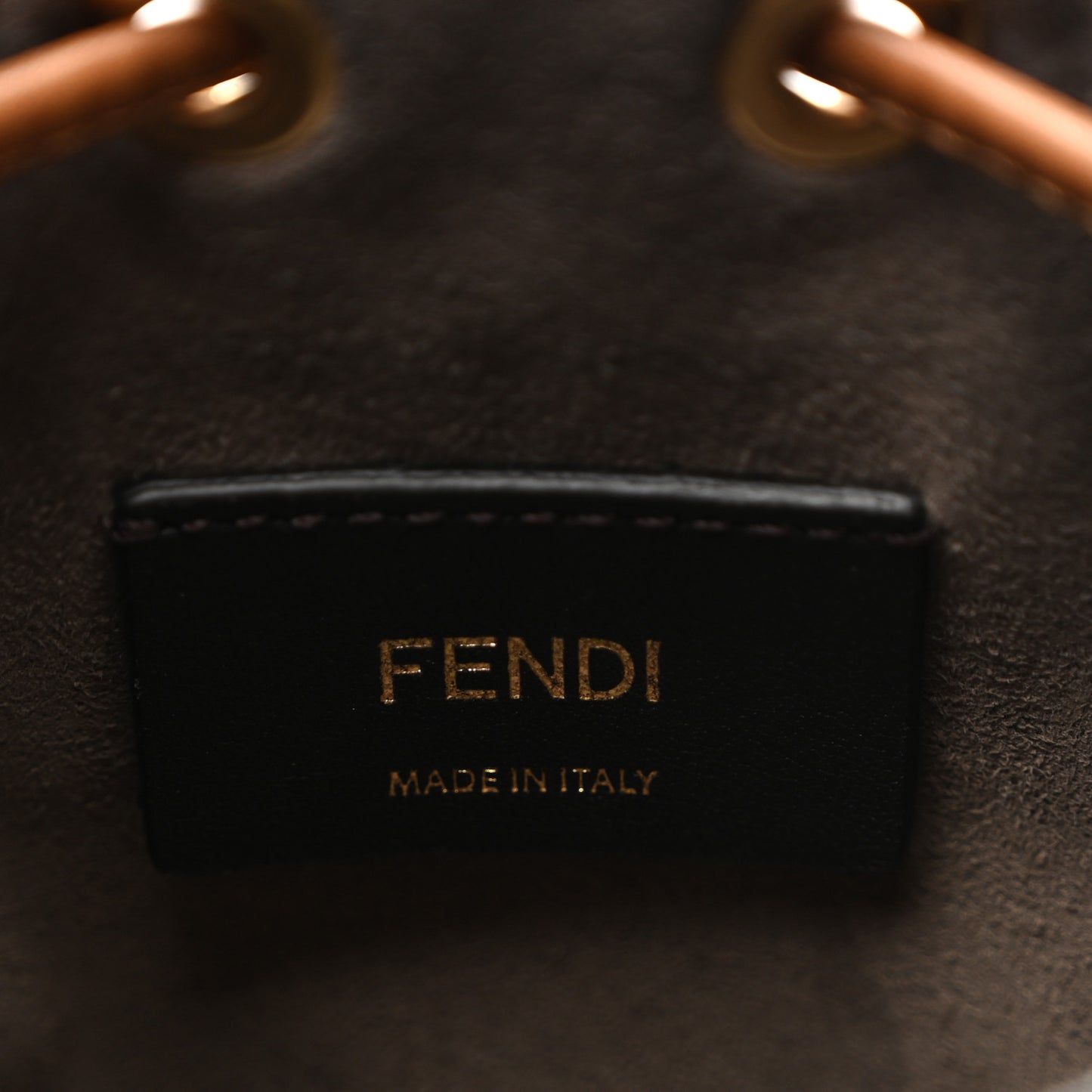 Vitello Cristallo Nature F is Fendi FF 1974 Embossed Mini Mon Tresor Bucket Bag Cuoio