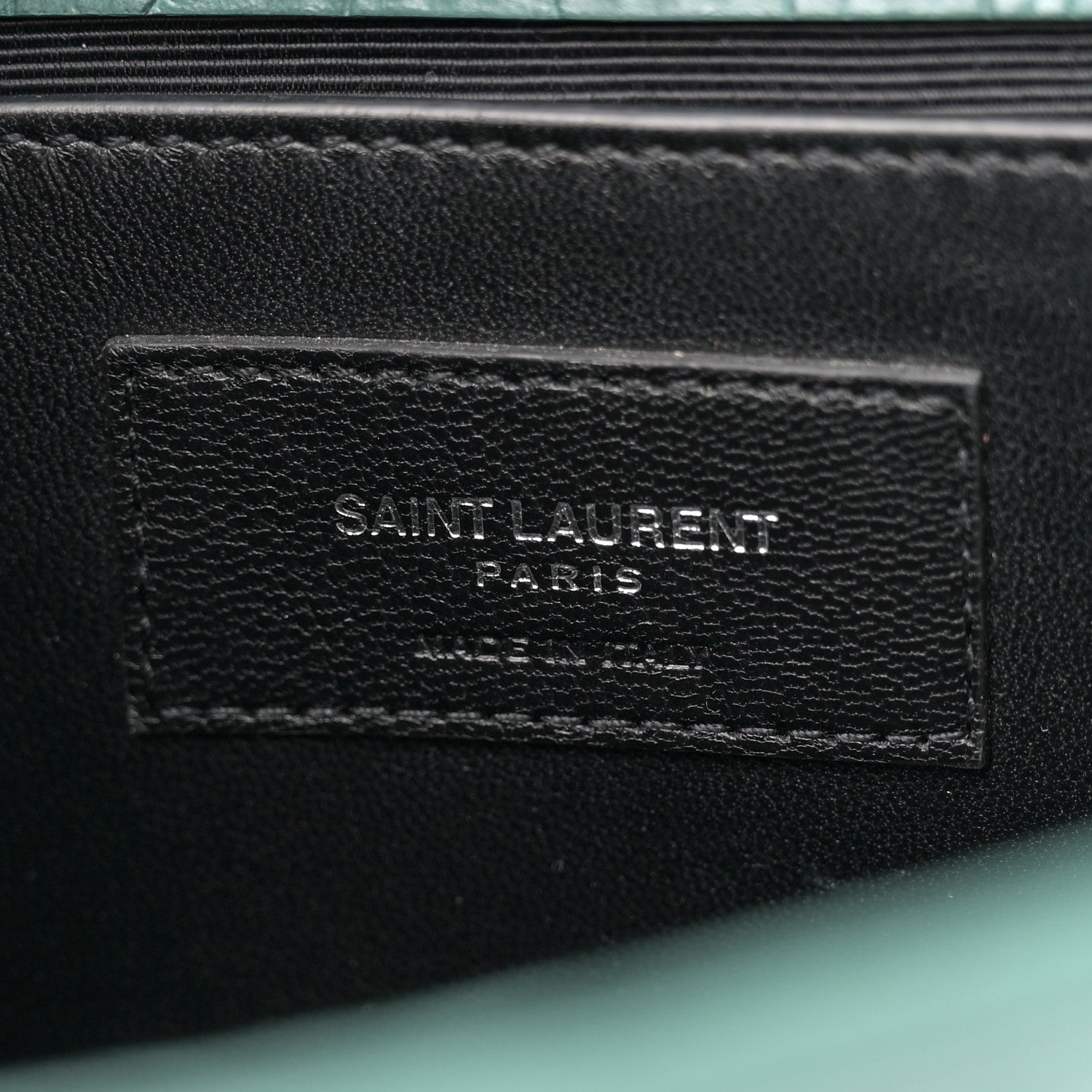 Saint Laurent Calfskin Crocodile Embossed Small Classic Monogram Kate Tassel Satchel Water Green 6 of 12