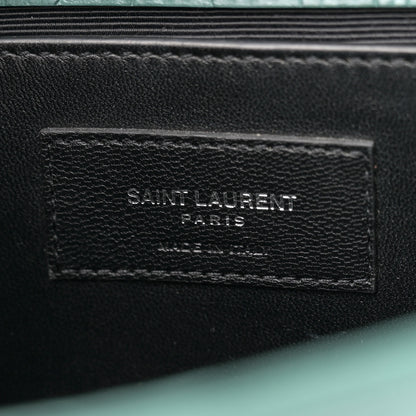 Saint Laurent Calfskin Crocodile Embossed Small Classic Monogram Kate Tassel Satchel Water Green 6 of 12