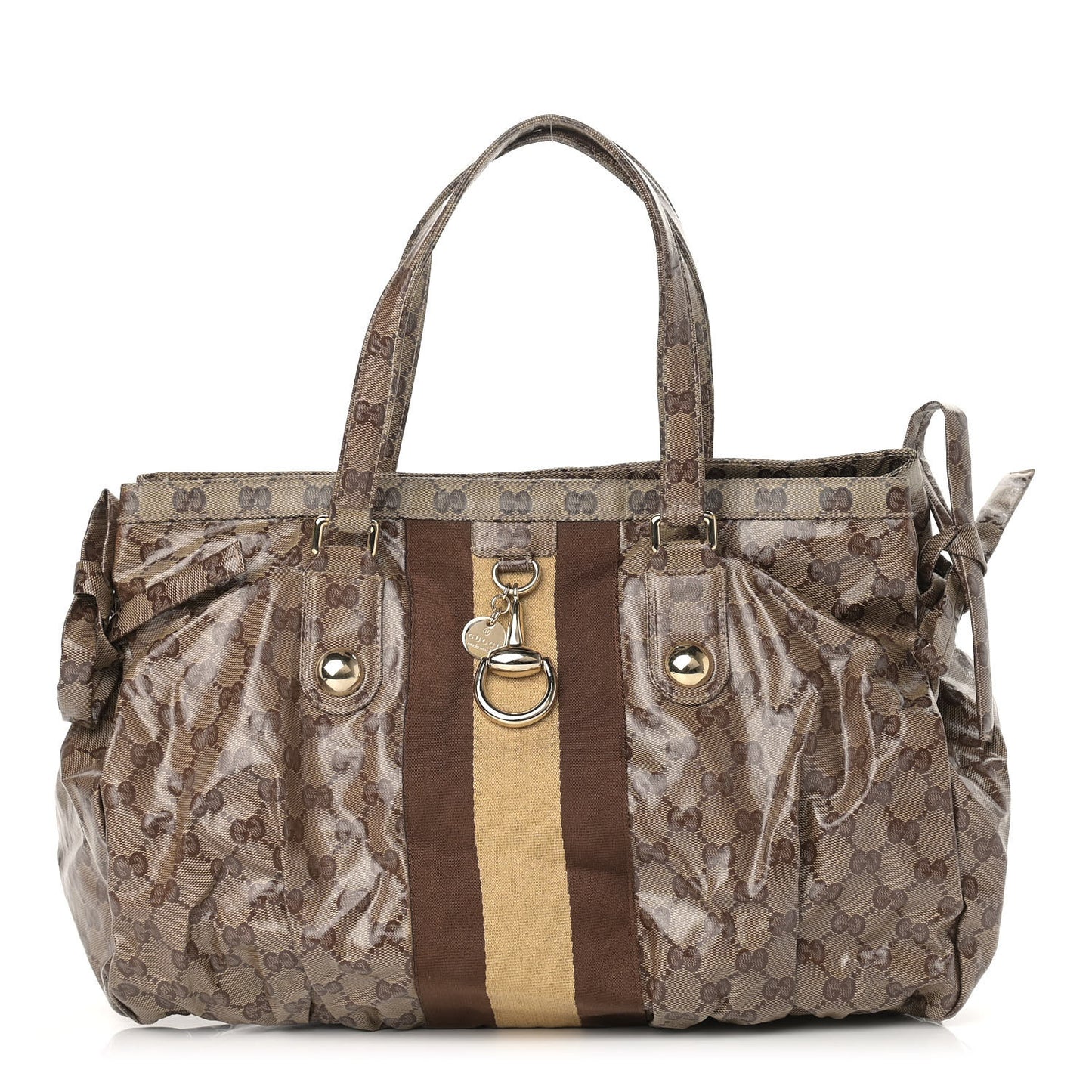 Crystal Monogram Medium Web Tote Brown