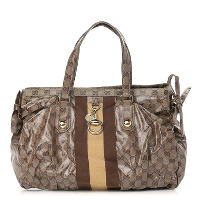 Gucci Crystal Monogram Medium Web Tote Brown 1 of 13