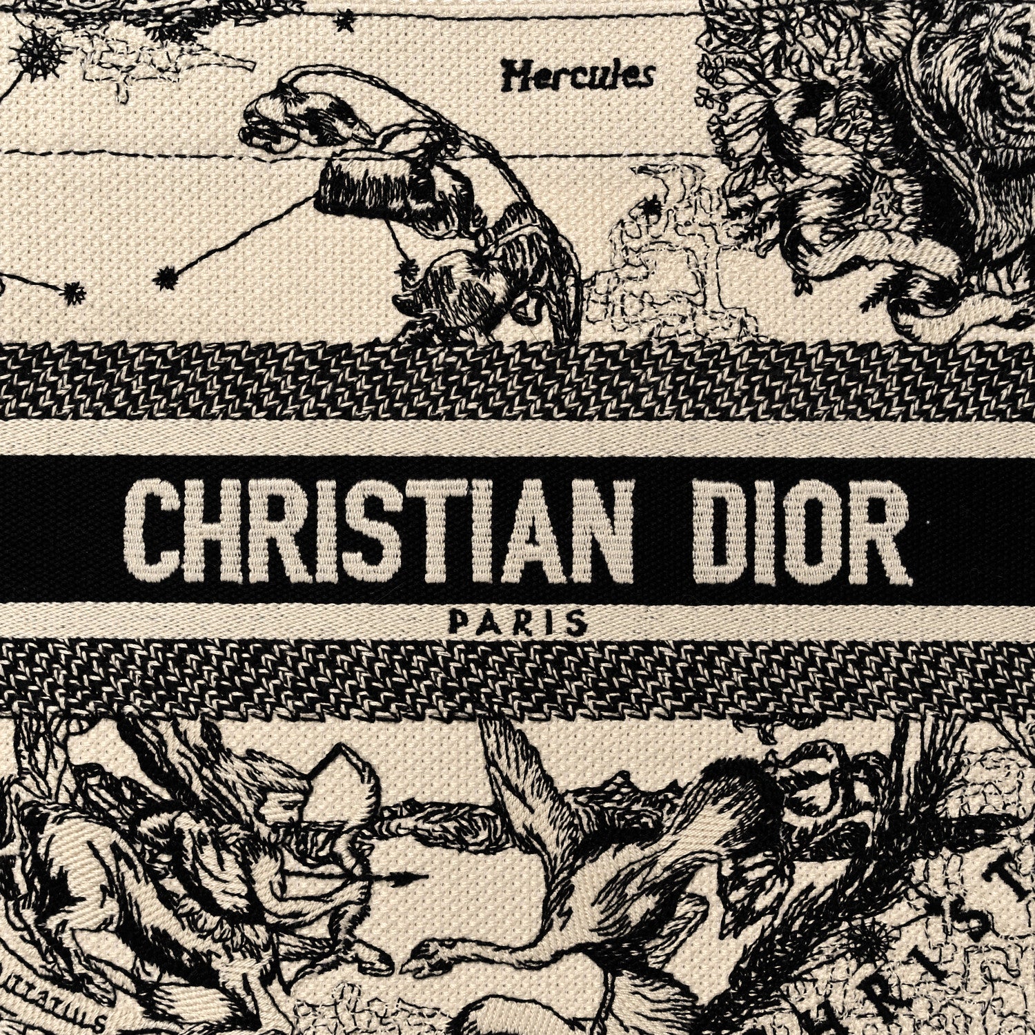 Christian Dior Canvas Embroidered Small Zodiac Toile De Jouy Book Tote Latte 8 of 13