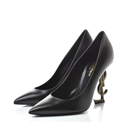 Saint Laurent Calfskin Opyum 110 Pumps 37.5 Black Gold 3 of 10