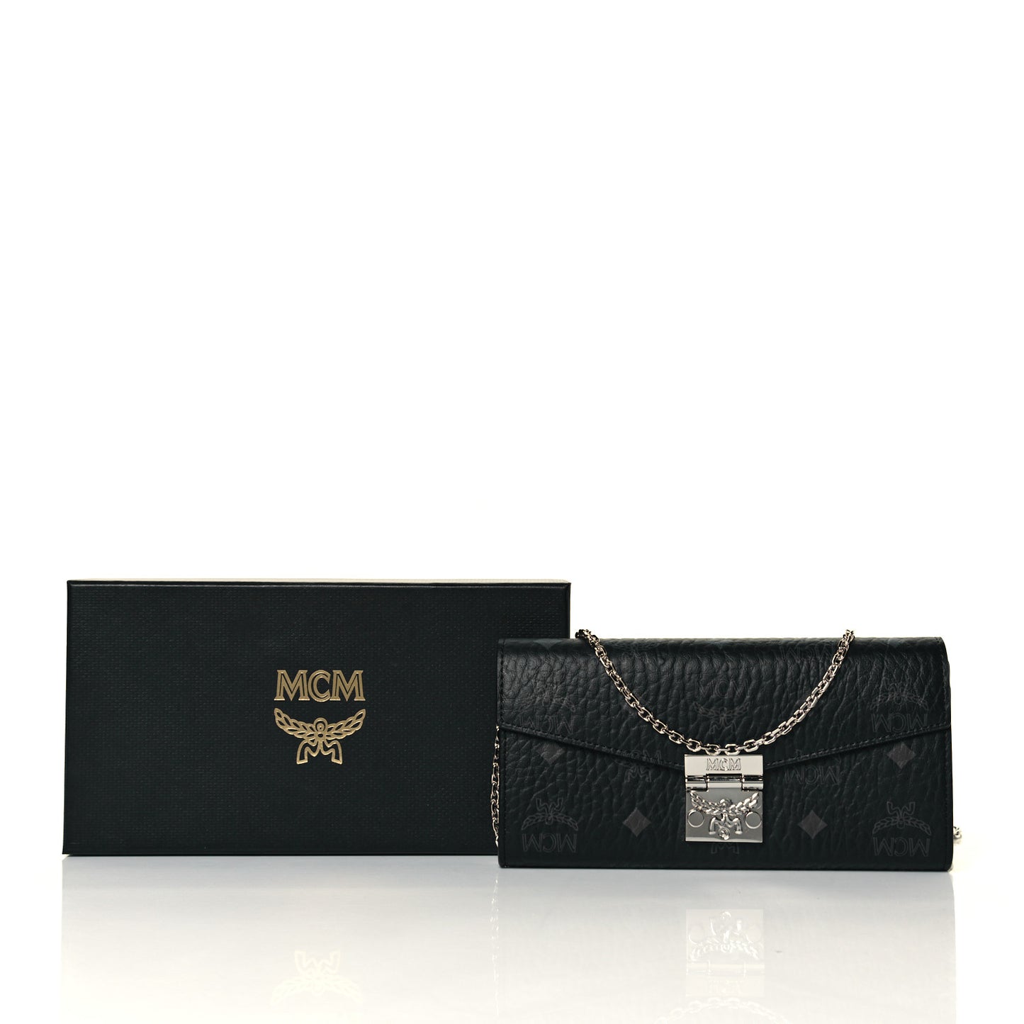 Visetos Large Patricia Wallet On Chain Black