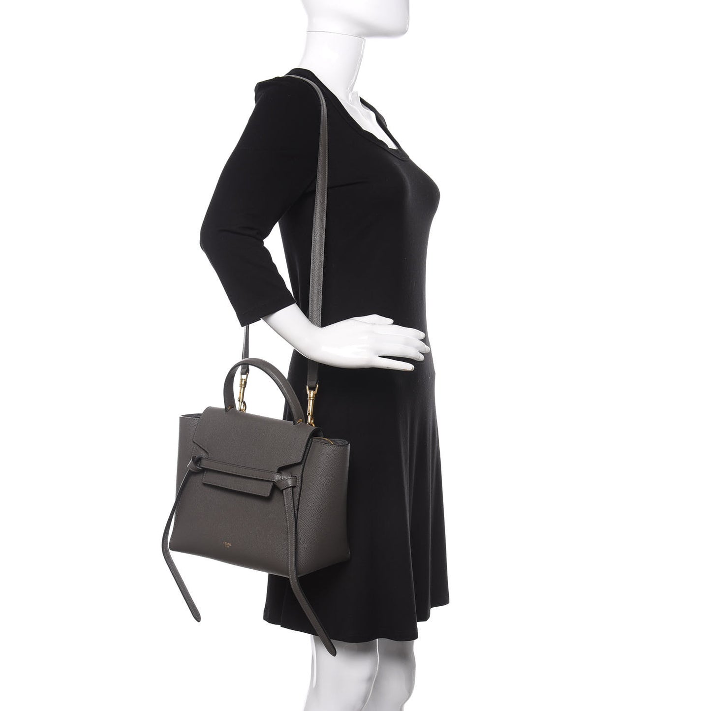 Grained Calfskin Mini Belt Bag Grey