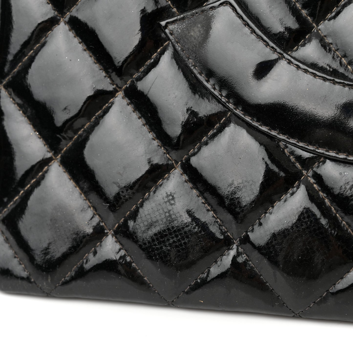 Patent Quilted Grand Shopping Tote GST Black