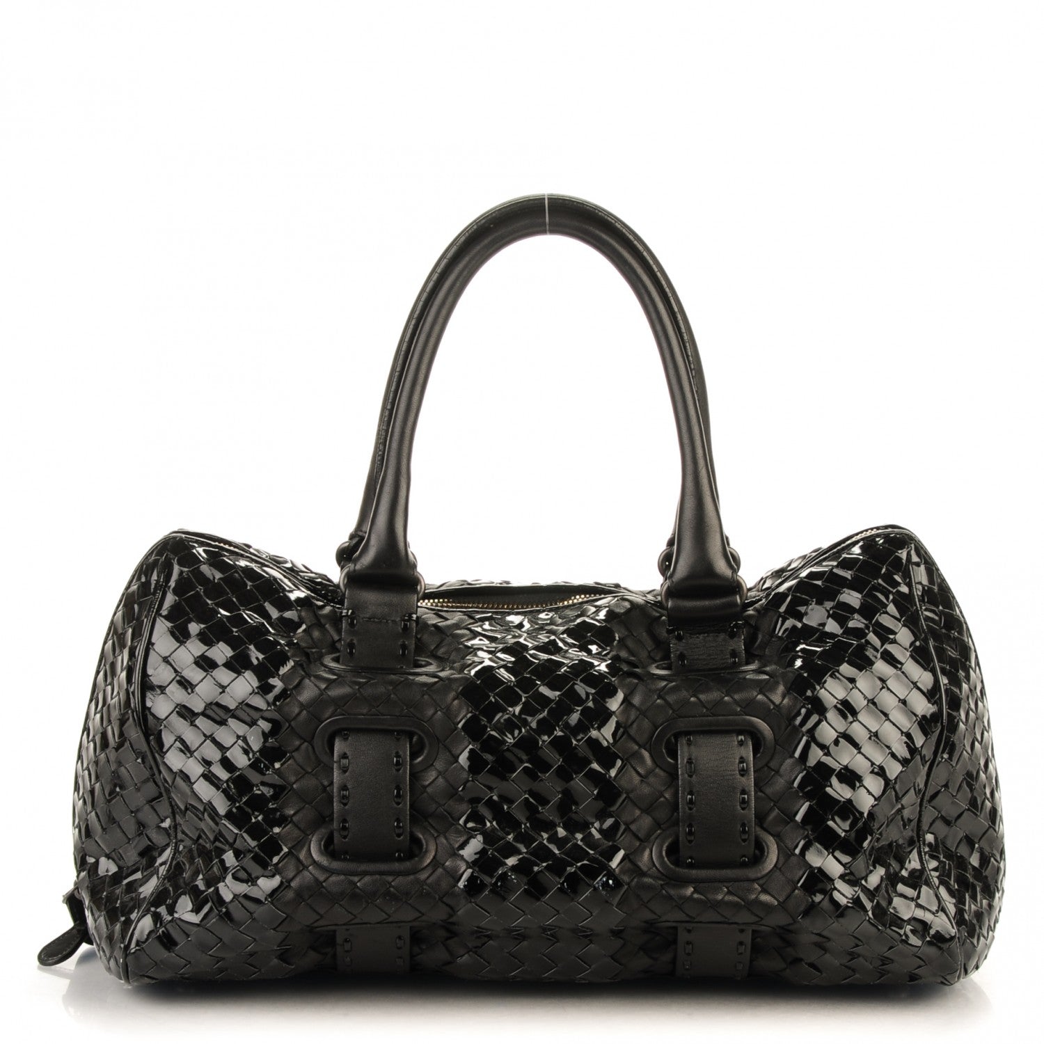 Bottega Veneta Patent Nappa Intrecciato Satchel Nero Black 1 of 13