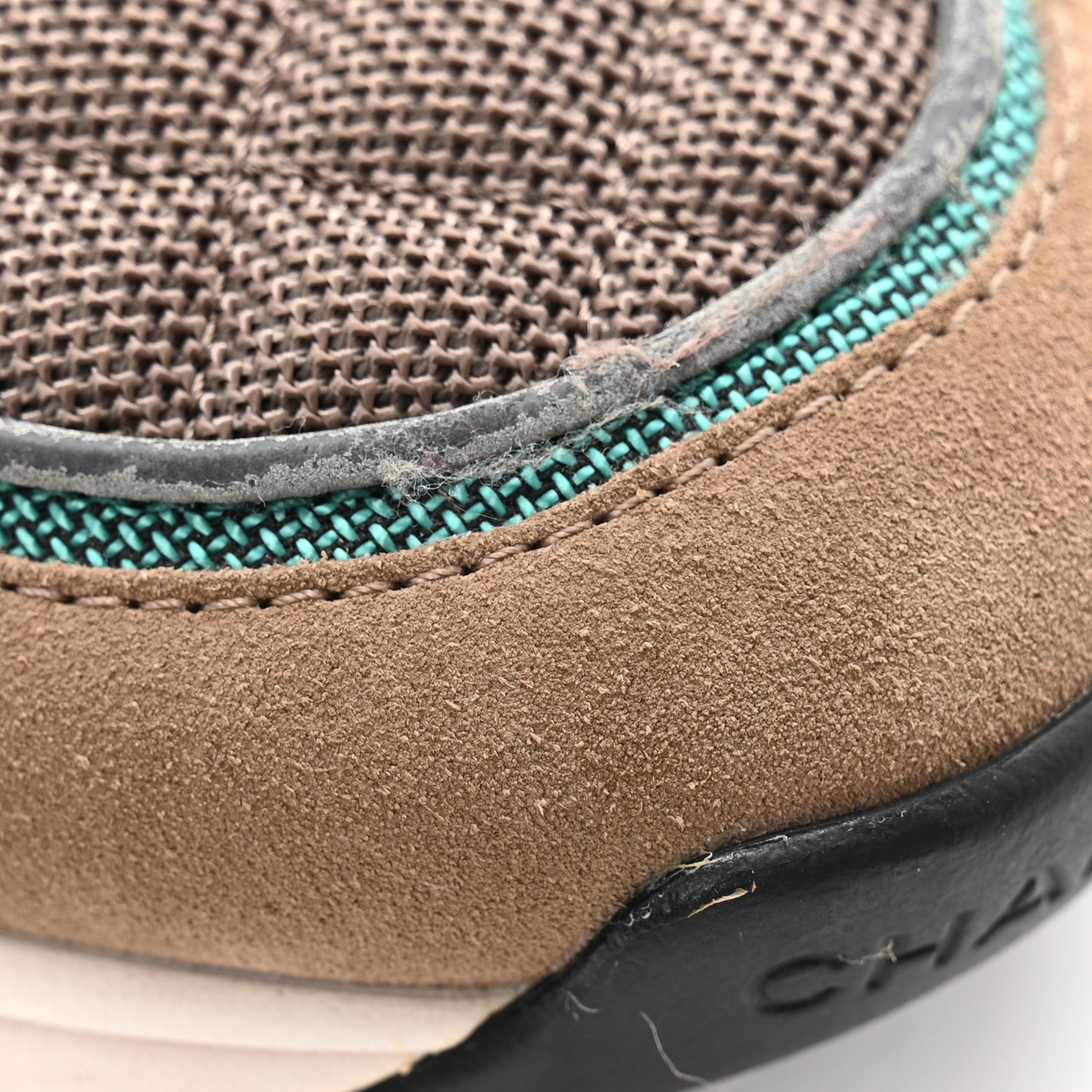 Nylon Calfskin Suede Womens CC Sneakers 39 Brown Green