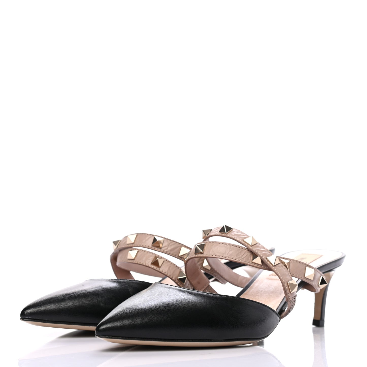 Nappa Rockstud Criss Cross 55mm Mules 36.5 Black Poudre